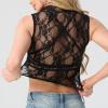 imageIWOLLENCE Womens Lace Cropped Tank Tops Mock Neck Sleeveless Ruched Side Sheer Shirts Slim FitLace Black Pentas