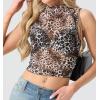 imageIWOLLENCE Womens Lace Cropped Tank Tops Mock Neck Sleeveless Ruched Side Sheer Shirts Slim FitLace Ld Brown White