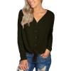 imageIWOLLENCE Womens Waffle Knit Tunic Blouse Tie Knot Henley Tops Loose Fitting Bat Wing Plain ShirtsArmy Green