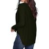 imageIWOLLENCE Womens Waffle Knit Tunic Blouse Tie Knot Henley Tops Loose Fitting Bat Wing Plain ShirtsArmy Green