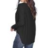 imageIWOLLENCE Womens Waffle Knit Tunic Blouse Tie Knot Henley Tops Loose Fitting Bat Wing Plain ShirtsBlack