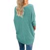 imageIWOLLENCE Womens Waffle Knit Tunic Blouse Tie Knot Henley Tops Loose Fitting Bat Wing Plain ShirtsBlue Green