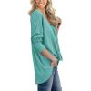 imageIWOLLENCE Womens Waffle Knit Tunic Blouse Tie Knot Henley Tops Loose Fitting Bat Wing Plain ShirtsBlue Green