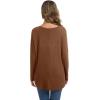 imageIWOLLENCE Womens Waffle Knit Tunic Blouse Tie Knot Henley Tops Loose Fitting Bat Wing Plain ShirtsCaramel Brown