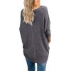 imageIWOLLENCE Womens Waffle Knit Tunic Blouse Tie Knot Henley Tops Loose Fitting Bat Wing Plain ShirtsDark Gray