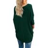 imageIWOLLENCE Womens Waffle Knit Tunic Blouse Tie Knot Henley Tops Loose Fitting Bat Wing Plain ShirtsDark Green