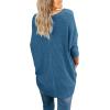 imageIWOLLENCE Womens Waffle Knit Tunic Blouse Tie Knot Henley Tops Loose Fitting Bat Wing Plain ShirtsGray Blue