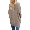 imageIWOLLENCE Womens Waffle Knit Tunic Blouse Tie Knot Henley Tops Loose Fitting Bat Wing Plain ShirtsKhaki