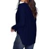 imageIWOLLENCE Womens Waffle Knit Tunic Blouse Tie Knot Henley Tops Loose Fitting Bat Wing Plain ShirtsNavy Blue