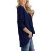 imageIWOLLENCE Womens Waffle Knit Tunic Blouse Tie Knot Henley Tops Loose Fitting Bat Wing Plain ShirtsNavy Blue