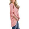 imageIWOLLENCE Womens Waffle Knit Tunic Blouse Tie Knot Henley Tops Loose Fitting Bat Wing Plain ShirtsPink