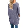 imageIWOLLENCE Womens Waffle Knit Tunic Blouse Tie Knot Henley Tops Loose Fitting Bat Wing Plain ShirtsPurple Gray