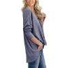 imageIWOLLENCE Womens Waffle Knit Tunic Blouse Tie Knot Henley Tops Loose Fitting Bat Wing Plain ShirtsPurple Gray