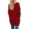 imageIWOLLENCE Womens Waffle Knit Tunic Blouse Tie Knot Henley Tops Loose Fitting Bat Wing Plain ShirtsRed