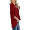 imageIWOLLENCE Womens Waffle Knit Tunic Blouse Tie Knot Henley Tops Loose Fitting Bat Wing Plain ShirtsRed