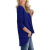imageIWOLLENCE Womens Waffle Knit Tunic Blouse Tie Knot Henley Tops Loose Fitting Bat Wing Plain ShirtsRoyal Blue