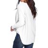 imageIWOLLENCE Womens Waffle Knit Tunic Blouse Tie Knot Henley Tops Loose Fitting Bat Wing Plain ShirtsWhite