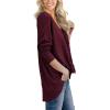 imageIWOLLENCE Womens Waffle Knit Tunic Blouse Tie Knot Henley Tops Loose Fitting Bat Wing Plain ShirtsWine Red