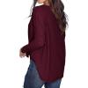 imageIWOLLENCE Womens Waffle Knit Tunic Blouse Tie Knot Henley Tops Loose Fitting Bat Wing Plain ShirtsWine Red