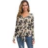 imageIWOLLENCE Womens Waffle Knit Tunic Blouse Tie Knot Henley Tops Loose Fitting Bat Wing Plain ShirtsZ01apricot Ishitake