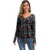 imageIWOLLENCE Womens Waffle Knit Tunic Blouse Tie Knot Henley Tops Loose Fitting Bat Wing Plain ShirtsZ03black Xmas Tree