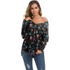 imageIWOLLENCE Womens Waffle Knit Tunic Blouse Tie Knot Henley Tops Loose Fitting Bat Wing Plain ShirtsZ03black Xmas Tree