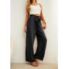 imageIWOLLENCE Womens Wide Leg Pants with Pockets High Waist Adjustable Knot Loose Casual Trousers Business Work Casual Pants01 Black