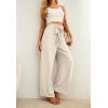 imageIWOLLENCE Womens Wide Leg Pants with Pockets High Waist Adjustable Knot Loose Casual Trousers Business Work Casual Pants02 Ivory White
