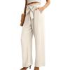 imageIWOLLENCE Womens Wide Leg Pants with Pockets High Waist Adjustable Knot Loose Casual Trousers Business Work Casual Pants02 Ivory White