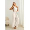 imageIWOLLENCE Womens Wide Leg Pants with Pockets High Waist Adjustable Knot Loose Casual Trousers Business Work Casual Pants02 Ivory White