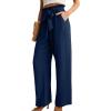 imageIWOLLENCE Womens Wide Leg Pants with Pockets High Waist Adjustable Knot Loose Casual Trousers Business Work Casual Pants03 Dark Blue