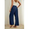 imageIWOLLENCE Womens Wide Leg Pants with Pockets High Waist Adjustable Knot Loose Casual Trousers Business Work Casual Pants03 Dark Blue