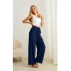 imageIWOLLENCE Womens Wide Leg Pants with Pockets High Waist Adjustable Knot Loose Casual Trousers Business Work Casual Pants03 Dark Blue