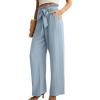 imageIWOLLENCE Womens Wide Leg Pants with Pockets High Waist Adjustable Knot Loose Casual Trousers Business Work Casual Pants04 Haze Blue