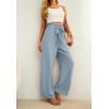 imageIWOLLENCE Womens Wide Leg Pants with Pockets High Waist Adjustable Knot Loose Casual Trousers Business Work Casual Pants04 Haze Blue