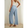 imageIWOLLENCE Womens Wide Leg Pants with Pockets High Waist Adjustable Knot Loose Casual Trousers Business Work Casual Pants04 Haze Blue