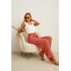 imageIWOLLENCE Womens Wide Leg Pants with Pockets High Waist Adjustable Knot Loose Casual Trousers Business Work Casual Pants05 Orange