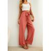 imageIWOLLENCE Womens Wide Leg Pants with Pockets High Waist Adjustable Knot Loose Casual Trousers Business Work Casual Pants05 Orange
