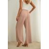imageIWOLLENCE Womens Wide Leg Pants with Pockets High Waist Adjustable Knot Loose Casual Trousers Business Work Casual Pants07 Khaki