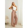 imageIWOLLENCE Womens Wide Leg Pants with Pockets High Waist Adjustable Knot Loose Casual Trousers Business Work Casual Pants07 Khaki