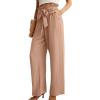imageIWOLLENCE Womens Wide Leg Pants with Pockets High Waist Adjustable Knot Loose Casual Trousers Business Work Casual Pants07 Khaki