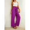imageIWOLLENCE Womens Wide Leg Pants with Pockets High Waist Adjustable Knot Loose Casual Trousers Business Work Casual Pants08 Dragon Fruit Red