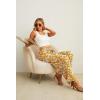 imageIWOLLENCE Womens Wide Leg Pants with Pockets High Waist Adjustable Knot Loose Casual Trousers Business Work Casual Pants09 Yellow White Flower