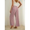 imageIWOLLENCE Womens Wide Leg Pants with Pockets High Waist Adjustable Knot Loose Casual Trousers Business Work Casual Pants11 Gray Pink Stripe