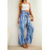 imageIWOLLENCE Womens Wide Leg Pants with Pockets High Waist Adjustable Knot Loose Casual Trousers Business Work Casual Pants12 Blue Tree Grain