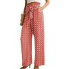 imageIWOLLENCE Womens Wide Leg Pants with Pockets High Waist Adjustable Knot Loose Casual Trousers Business Work Casual Pants13 Pd White Brick Red