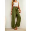 imageIWOLLENCE Womens Wide Leg Pants with Pockets High Waist Adjustable Knot Loose Casual Trousers Business Work Casual Pants14 Army Green