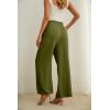 imageIWOLLENCE Womens Wide Leg Pants with Pockets High Waist Adjustable Knot Loose Casual Trousers Business Work Casual Pants14 Army Green