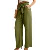 imageIWOLLENCE Womens Wide Leg Pants with Pockets High Waist Adjustable Knot Loose Casual Trousers Business Work Casual Pants14 Army Green