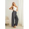 imageIWOLLENCE Womens Wide Leg Pants with Pockets High Waist Adjustable Knot Loose Casual Trousers Business Work Casual Pants15 Smoky Gray